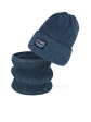 Komplet AJS 50-268 Czapka+komin Chłopięcy - kolor jeans melanż jasny, czapki