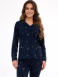 piżama cornette 482/447 gold christmas s-2xl damska rozpinana - kolor granatowy