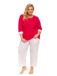 nap malinowa piżama plus size ze spodniami w kwiatuszki
