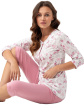 Piżama Luna 668 3/4 M-2XL Damska - kolor różowe kwiatki