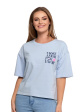 T-SHIRT Damski O Luźnym Z Napisami BD2400-013, krótki rękaw