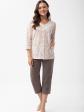 Piżama Luna 1305 7/8 2XL-3XL L26 Rozpinana - kolor beżowy, rozpinana do szpitala