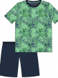 Piżama Fun&young BOY 265/41 Leaves - kolor zielony, krótki rękaw