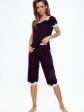 Piżama Plus - kolor czarny/ecru, krótki rękaw