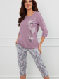Italian Fashion Ibena R.3/4 SP.3/4 Nocna Piżama - kolor wrzos/druk