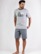 Piżama Męska 474 R.2XL-4XL - kolor jasny melange, krótki rękaw