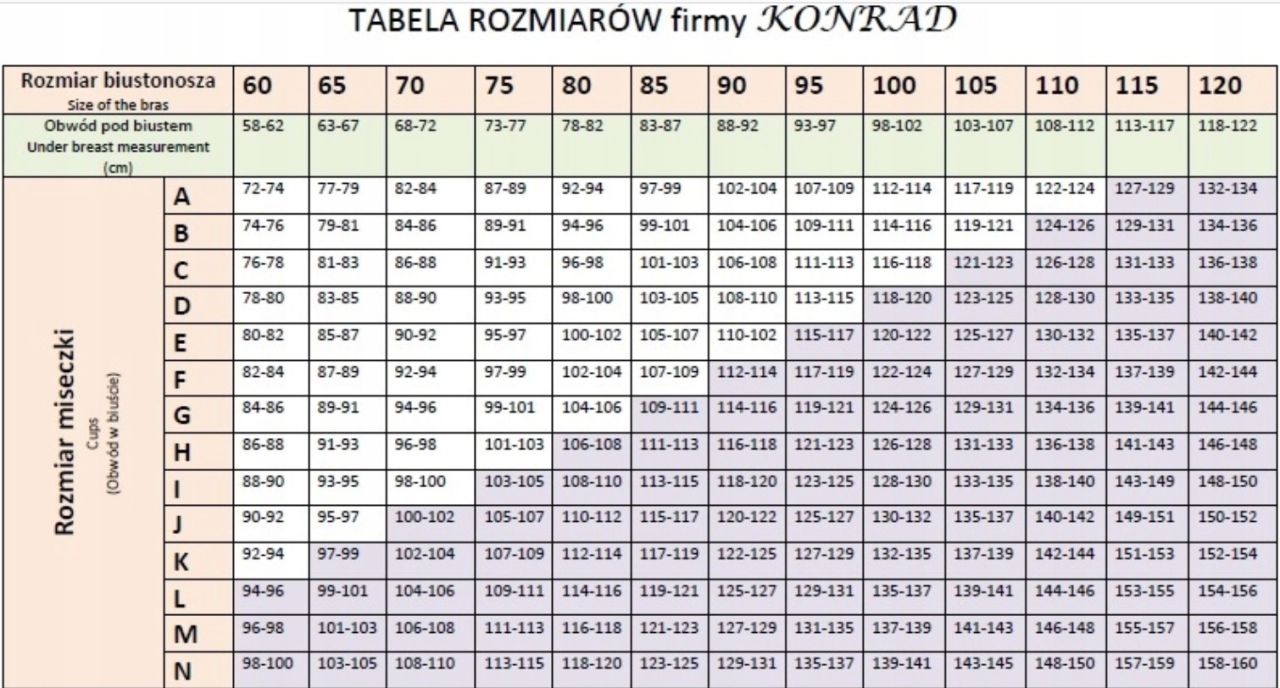 Tabela rozmiarów Konrad